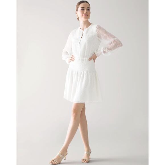 White House Black Market Dresses & Skirts - New!‎ White House Black Market Smocked Blouson Dress ivory white, size L